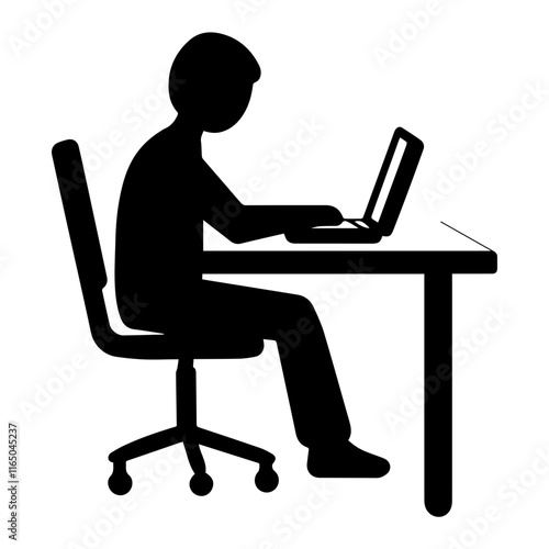 Modern Work Culture: Silhouettes of People on Computers