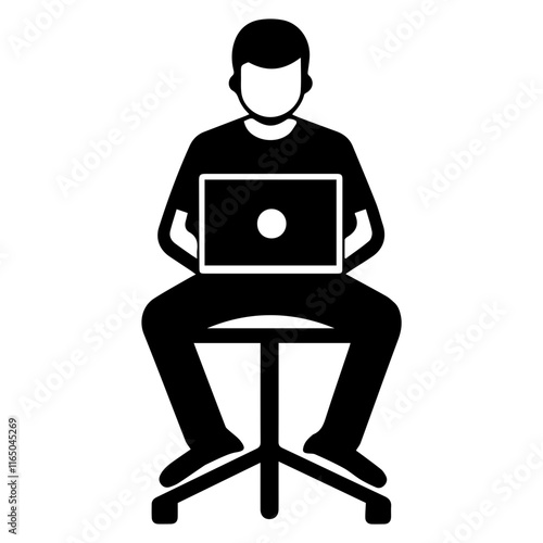 Modern Work Culture: Silhouettes of People on Computers