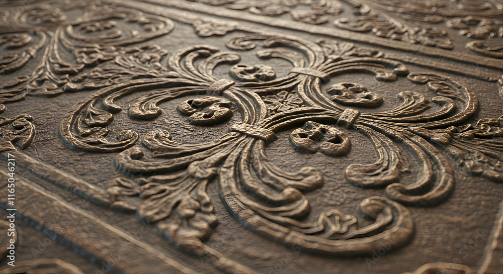 Obraz premium Carved stone relief with intricate designs and fine detailing