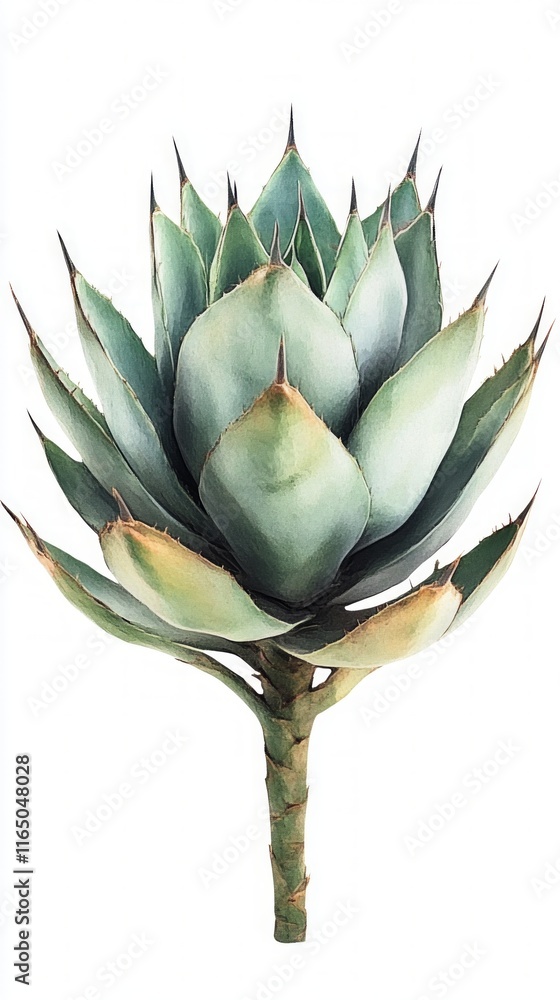 Fototapeta premium Stunning Watercolor Agava Illustration: Nature's Exquisite Beauty