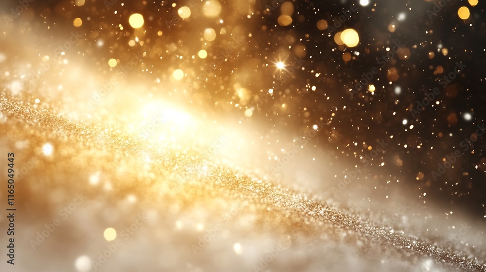 Obraz premium Golden Glitter Background With Sparkling Lights