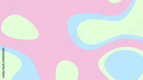 Pastel pink, green, and blue abstract background shapes overlapping in a vibrant composition. Suitable for modern design projects and artistic backgrounds.