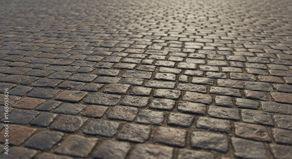 Textured cobblestone path with varying stone sizes and grout Textured cobblestone path with varying stone sizes and grout