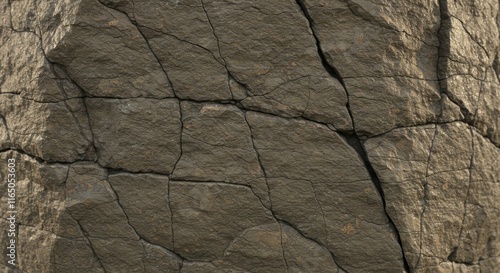 Stone cliff texture with deep cracks and detailed surface features