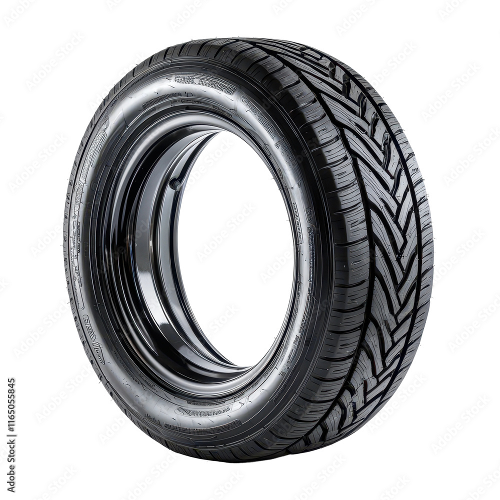 Glossy Black Tire with Visible Treads Glossy Black Tire with Visible Treads