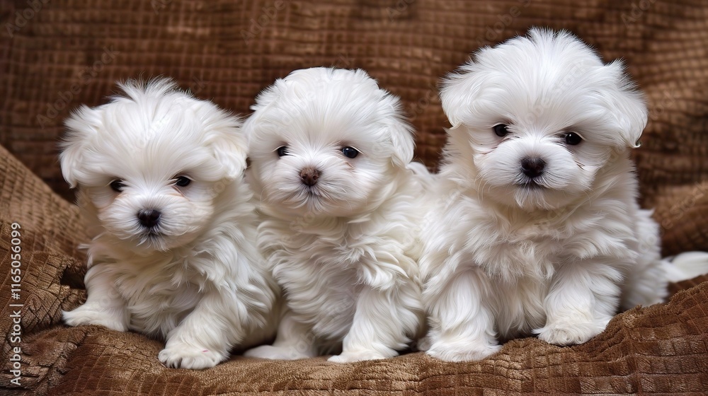 Graceful Maltese with its long, silky white coat sitting prettily, showing its big, dark and expressive eyes along with a tiny black nose. Its floppy ears hang gently Graceful Maltese with its long, silky white coat sitting prettily, showing its big, dark and expressive eyes along with a tiny black nose. Its floppy ears hang gently