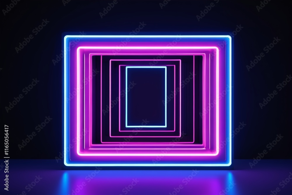 a close up of a neon frame with a square in the middle a close up of a neon frame with a square in the middle