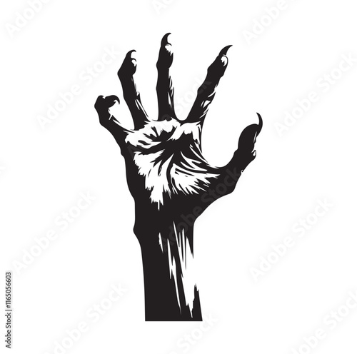 Reaching Zombie Hand silhouette vector illustration