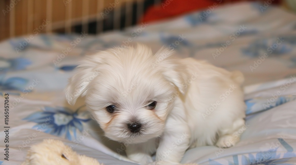 Graceful Maltese with its long, silky white coat sitting prettily, showing its big, dark and expressive eyes along with a tiny black nose. Its floppy ears hang gently Graceful Maltese with its long, silky white coat sitting prettily, showing its big, dark and expressive eyes along with a tiny black nose. Its floppy ears hang gently