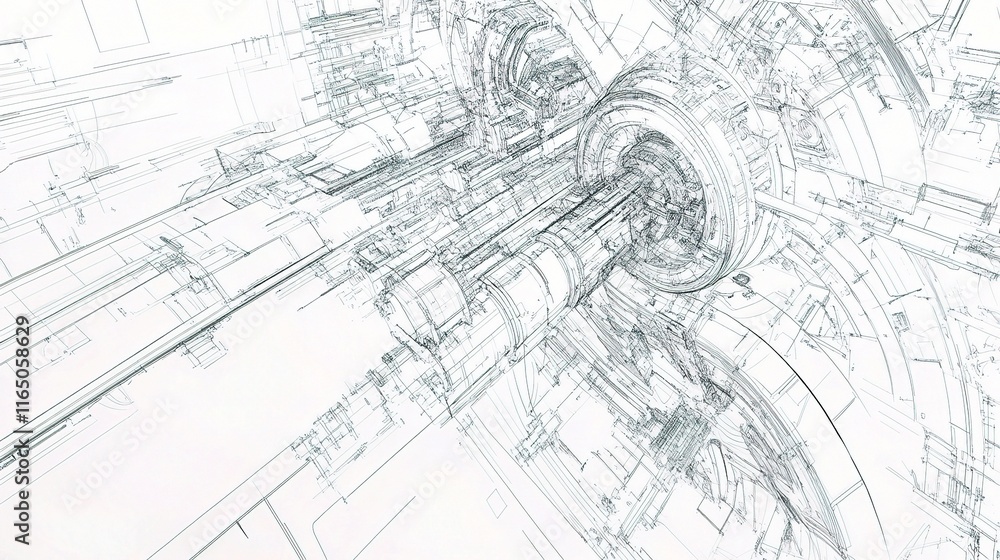 Detailed Technical Drawing of Mechanical Engineering Concept Detailed Technical Drawing of Mechanical Engineering Concept