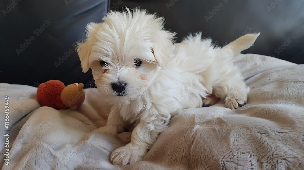 Graceful Maltese with its long, silky white coat sitting prettily, showing its big, dark and expressive eyes along with a tiny black nose Graceful Maltese with its long, silky white coat sitting prettily, showing its big, dark and expressive eyes along with a tiny black nose