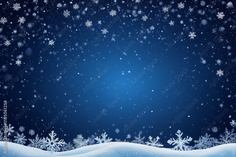 snow flakes falling from the sky in a snowy landscape snow flakes falling from the sky in a snowy landscape