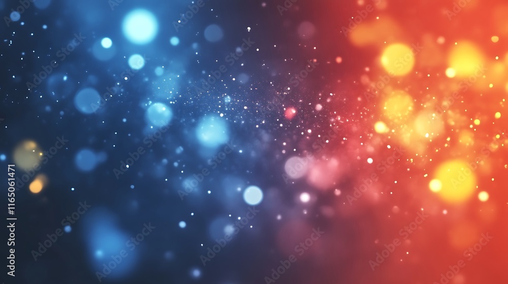 Abstract Blue and Orange Bokeh Background with Particles Abstract Blue and Orange Bokeh Background with Particles