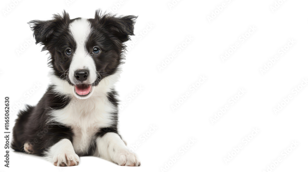 Adorable Border Collie Puppy Sitting Happily with Bright Eyes and Fluffy Fur in a Playful Pose Adorable Border Collie Puppy Sitting Happily with Bright Eyes and Fluffy Fur in a Playful Pose