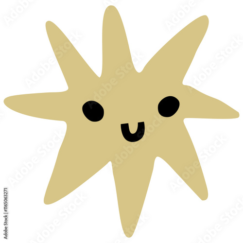 Yellow star vector with smile face pastel color