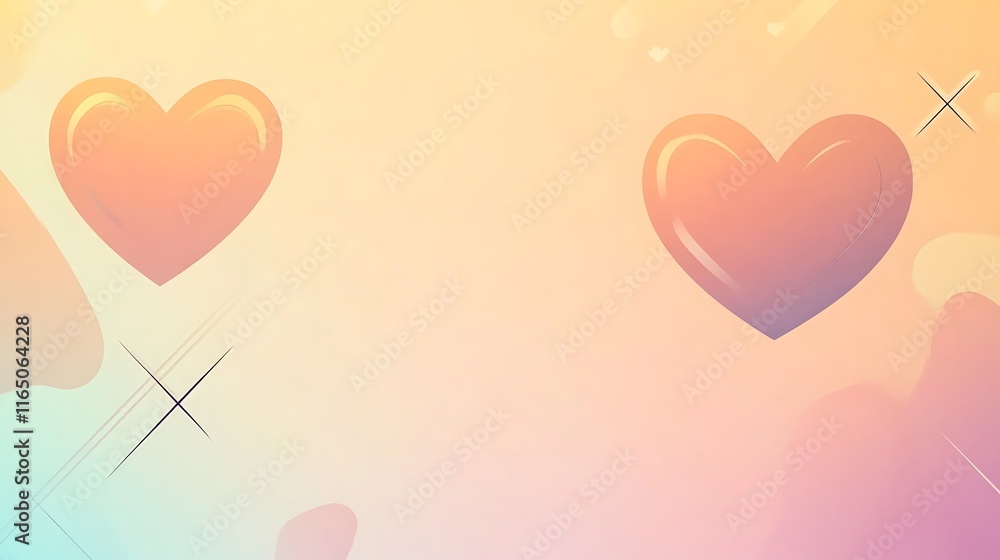 Pastel Background Featuring Two Abstract Hearts Pastel Background Featuring Two Abstract Hearts