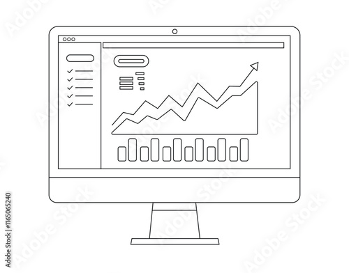 Dashboard admin line icon. Simple outline style. User panel template, data analysis, agency, graph, business linear sign. Vector illustration isolated on white background.