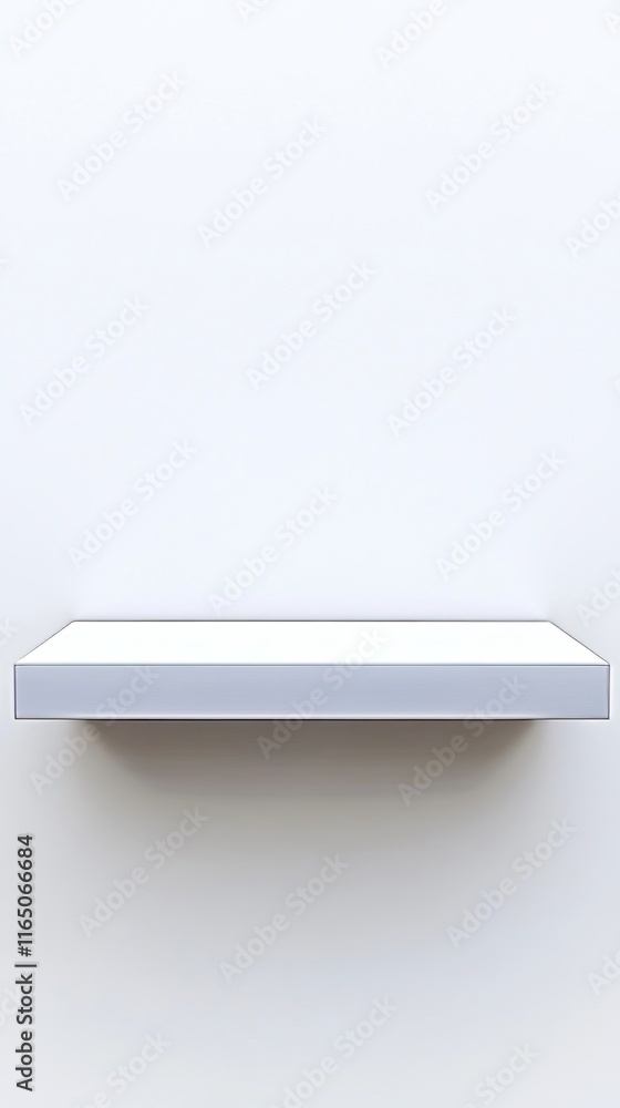 A Minimalist White Shelf Against a Blank Wall: Modern Interior Design A Minimalist White Shelf Against a Blank Wall: Modern Interior Design