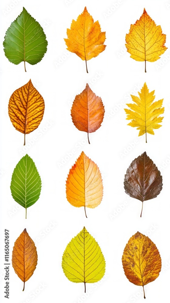 Obraz premium Autumnal Leaf Collection: A Spectrum of Colors and Textures