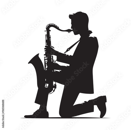 Saxaphone Player pose silhouette vector illustration