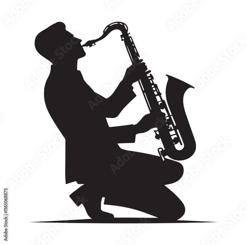 Saxaphone Player pose silhouette vector illustration