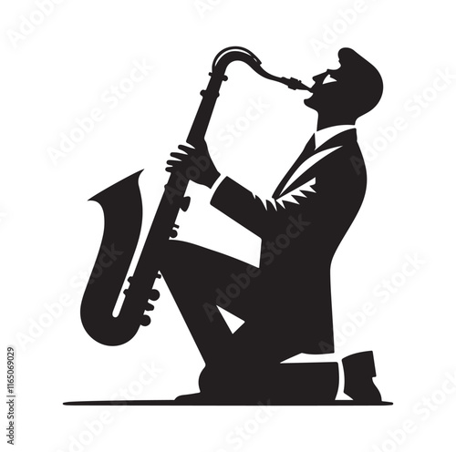 Saxaphone Player pose silhouette vector illustration