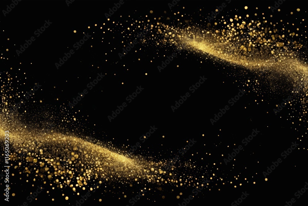 a close up of a gold dust trail on a black background a close up of a gold dust trail on a black background