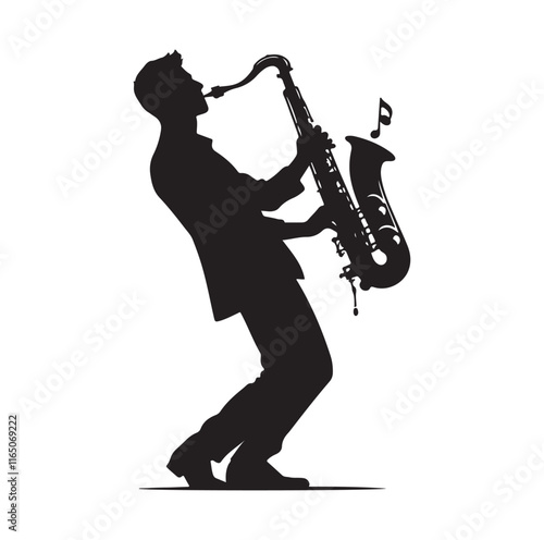 Saxaphone Player pose silhouette vector illustration