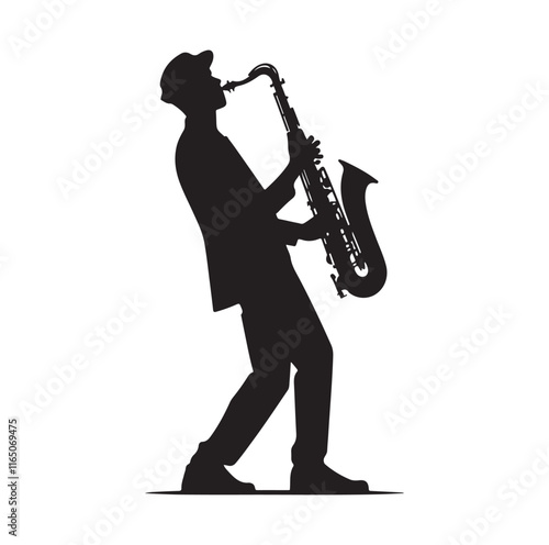 Saxaphone Player pose silhouette vector illustration