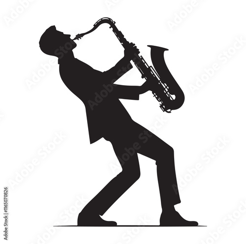Saxaphone Player pose silhouette vector illustration