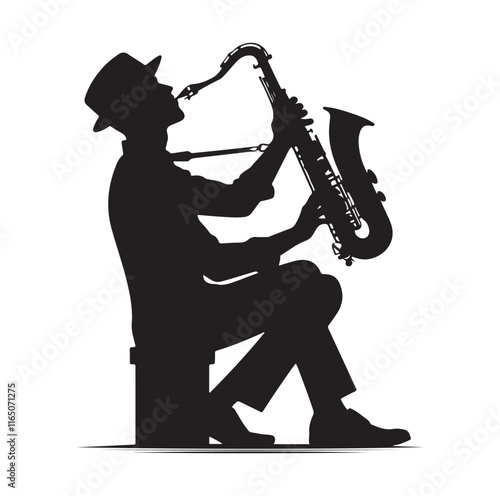 Saxaphone Player pose silhouette vector illustration
