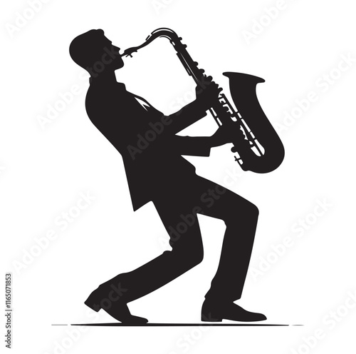 Saxaphone Player pose silhouette vector illustration