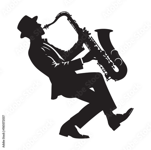 Saxaphone Player pose silhouette vector illustration