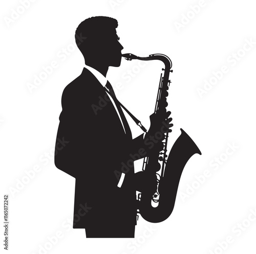 Saxaphone Player pose silhouette vector illustration