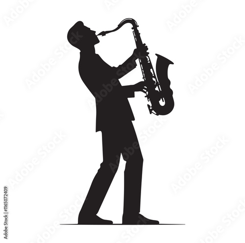 Saxaphone Player pose silhouette vector illustration