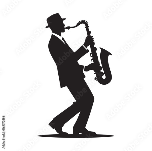 Saxaphone Player pose silhouette vector illustration