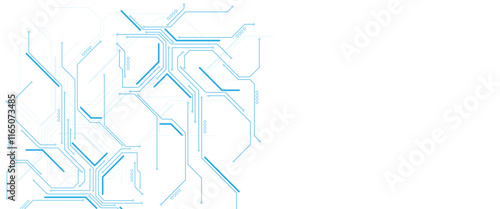 Vectors Technology blue circuit diagram. High-tech connection system on a white background.
