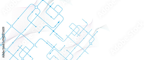 Vectors blue Abstract geometric dots and lines connection circuit concept. Global communication technology background design