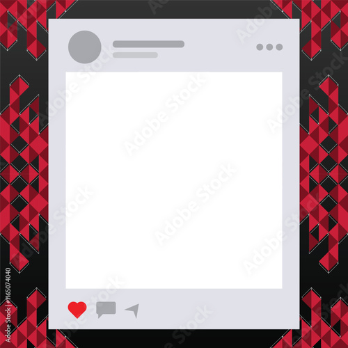 Twibbon Template with Red Geometric Patterns and Placeholder Image