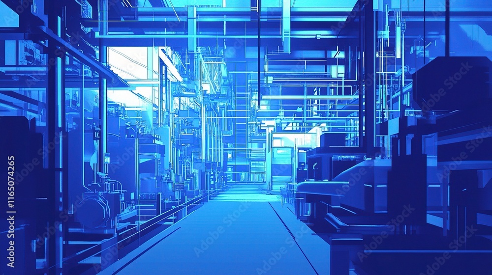 Obraz premium Creative Vector Illustration of a Futuristic Factory Line Design
