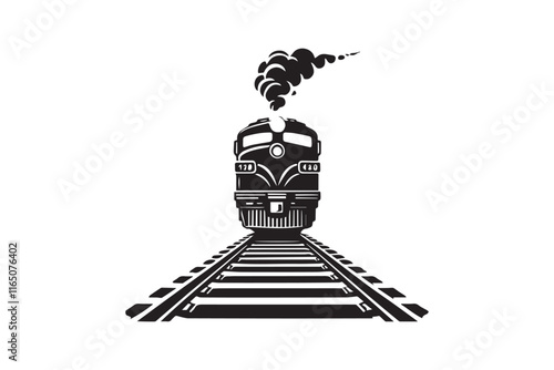 simple and unobtrusive train black and white vector silhouette illustration isolated in white background
