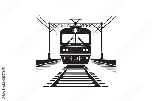 simple and unobtrusive train black and white vector silhouette illustration isolated in white background
