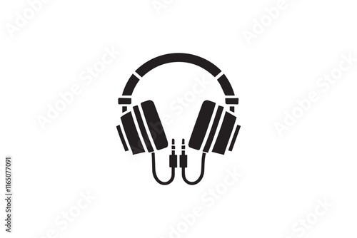 simple and unobtrusive headphone black and white vector silhouette illustration isolated in white background
