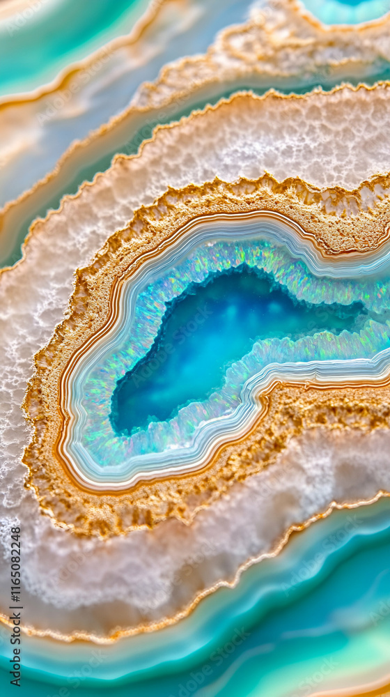 Stunning Agate Geode, Teal & Gold Hues Captivate, Revealing Nature's Intricate Beauty with Vibrant Colors. Stunning Agate Geode, Teal & Gold Hues Captivate, Revealing Nature's Intricate Beauty with Vibrant Colors.