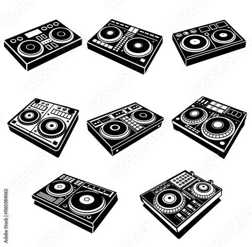 DJ controller silhouette art illustration