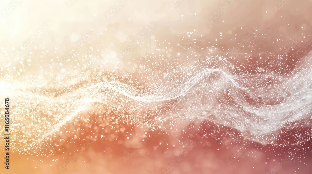Fototapeta premium Droplets abstract background idea. A soft abstract background featuring light waves and sparkling particles in warm tones.