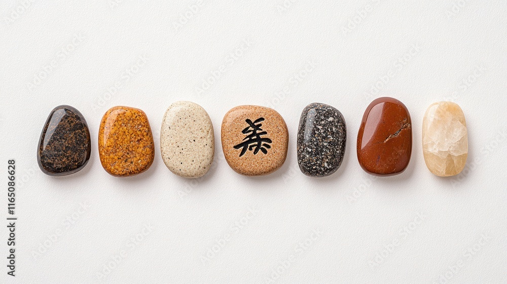 Zen Stones: Feng Shui Text on White Background Zen Stones: Feng Shui Text on White Background