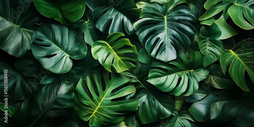 Wallpaper Mural Lush green tropical leaves background. Torontodigital.ca