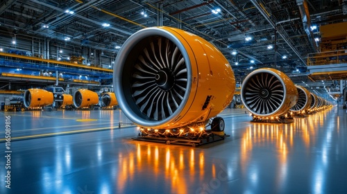 Industrial Turbine Engines in Modern Aviation Manufacturing Facility