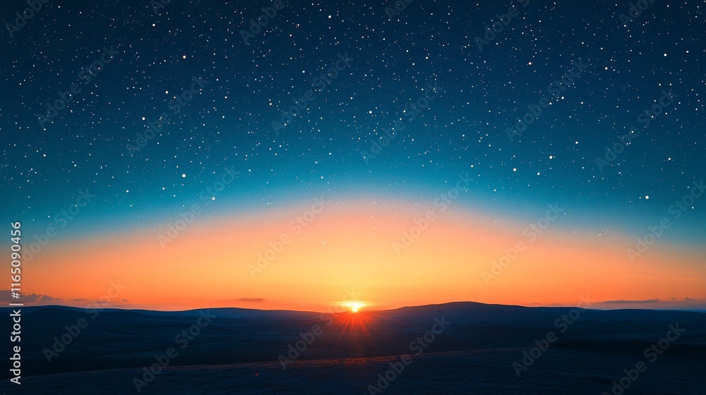 A soft sunset with stars beginning to appear in a gradient sky A soft sunset with stars beginning to appear in a gradient sky
